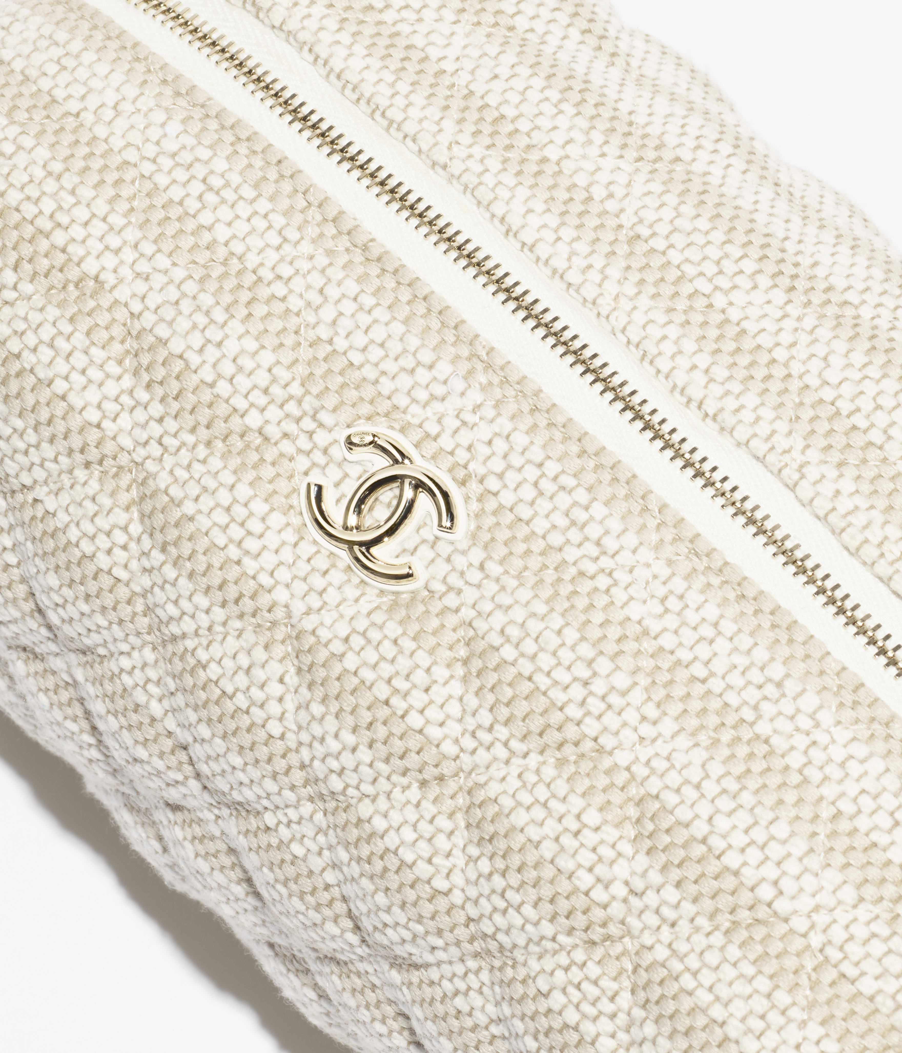 ジップ ケース - プリント ファブリック、ベージュ & ライトベージュ