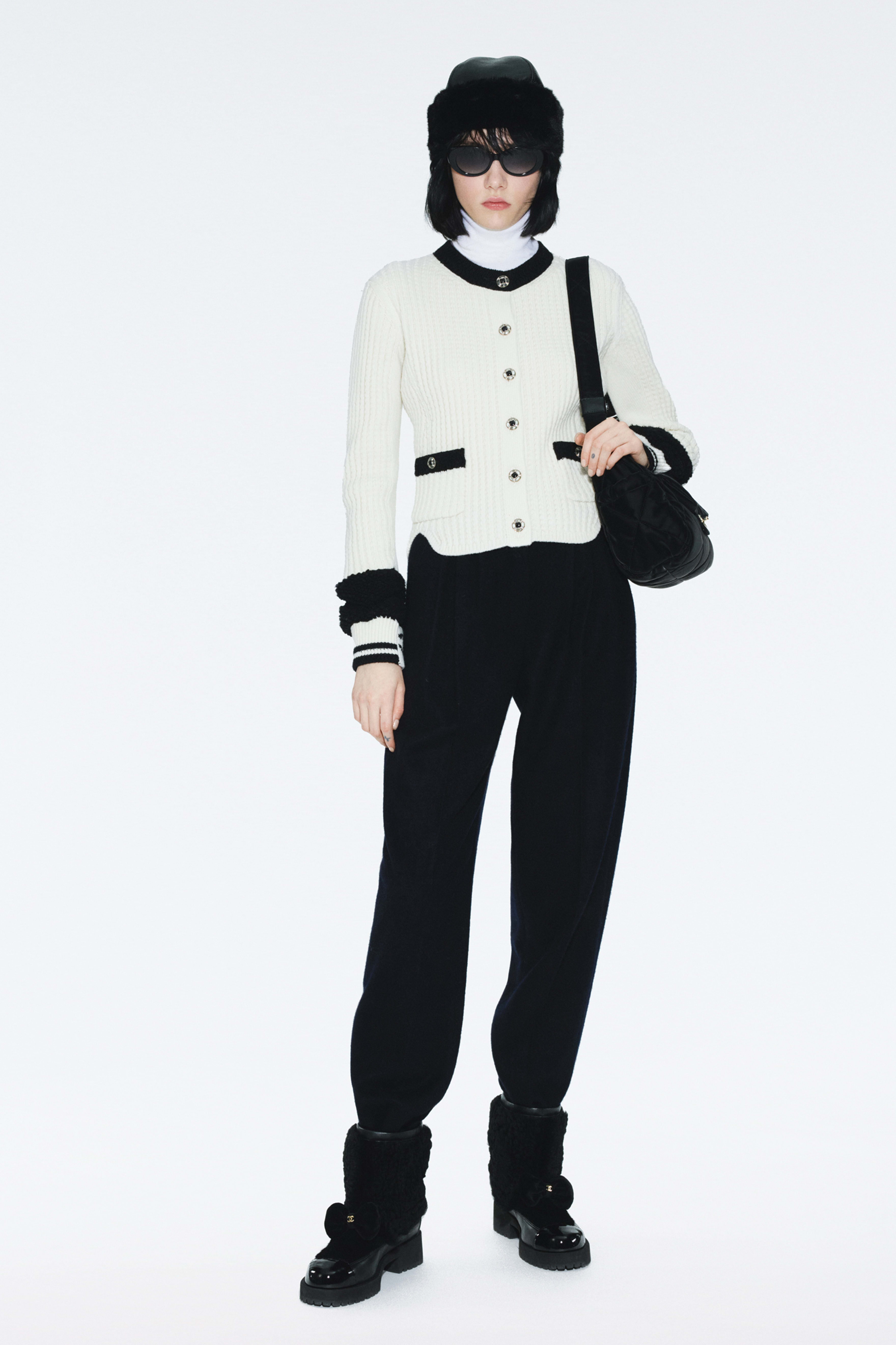 タートルネック - スパンコール ウール、ホワイト、ゴールド