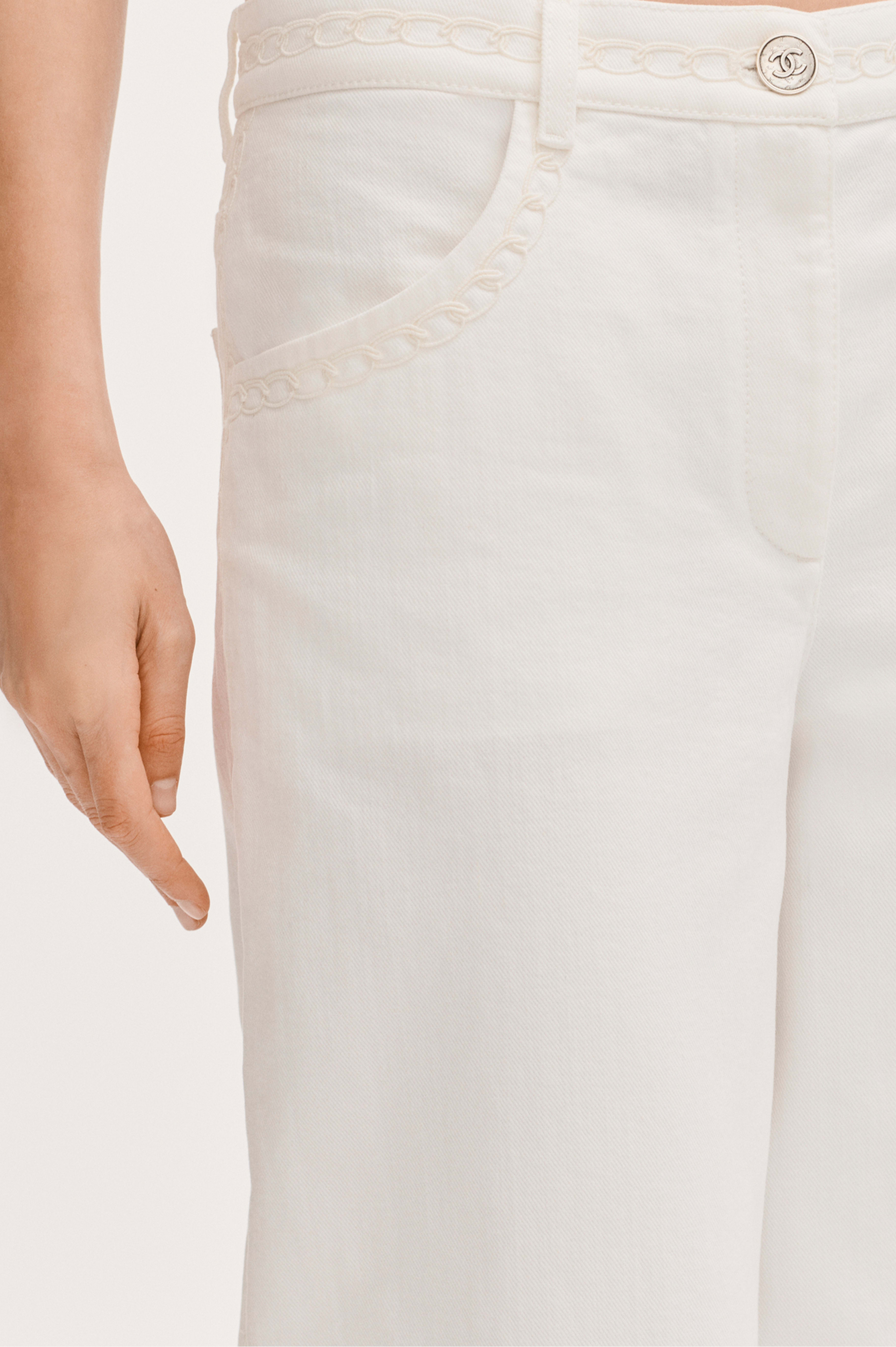 ジーンズ - エンブロイダリー デニム、ホワイト — ファッション