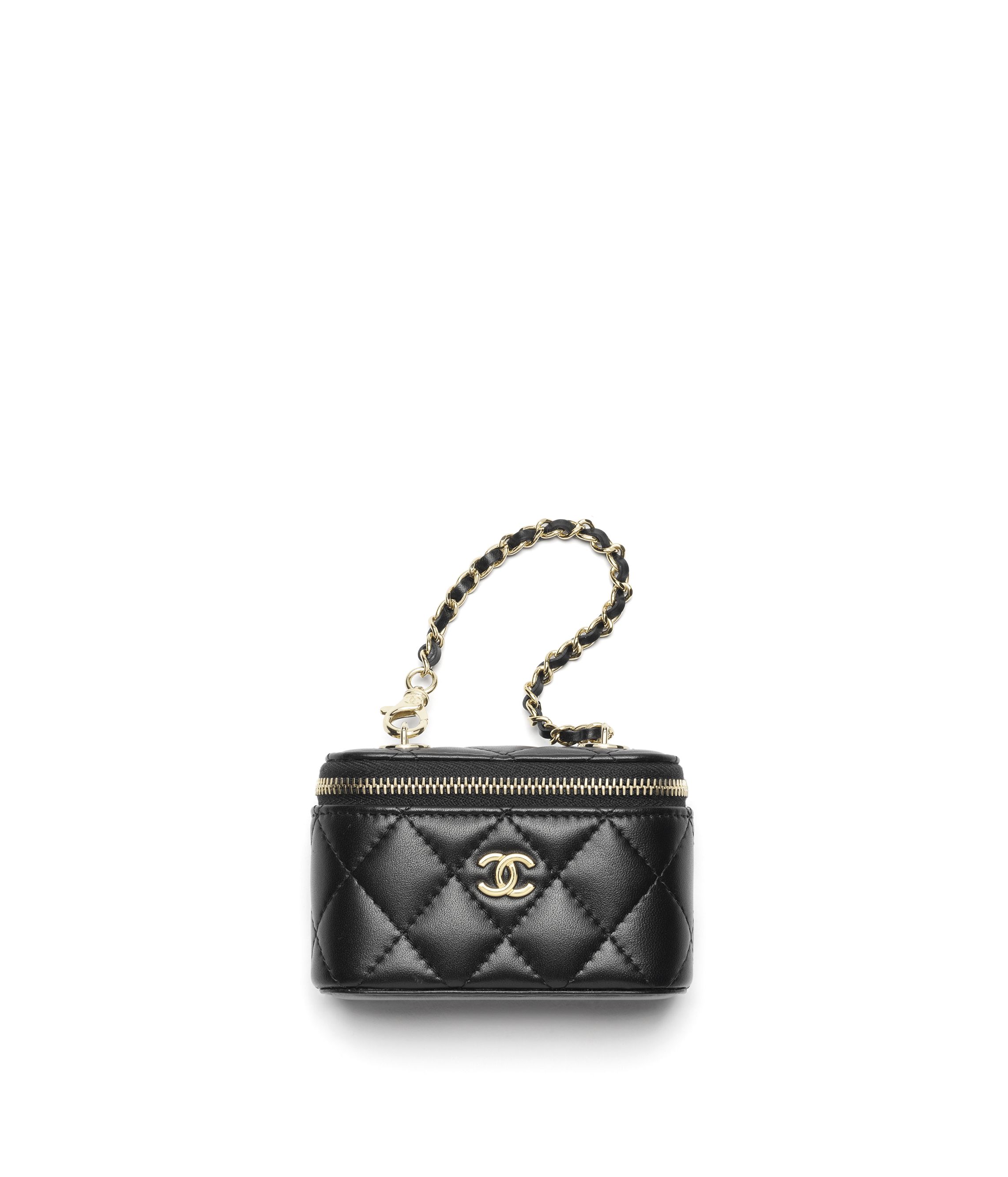 クラシック ミニ バッグ チャーム - ラムスキン、ブラック