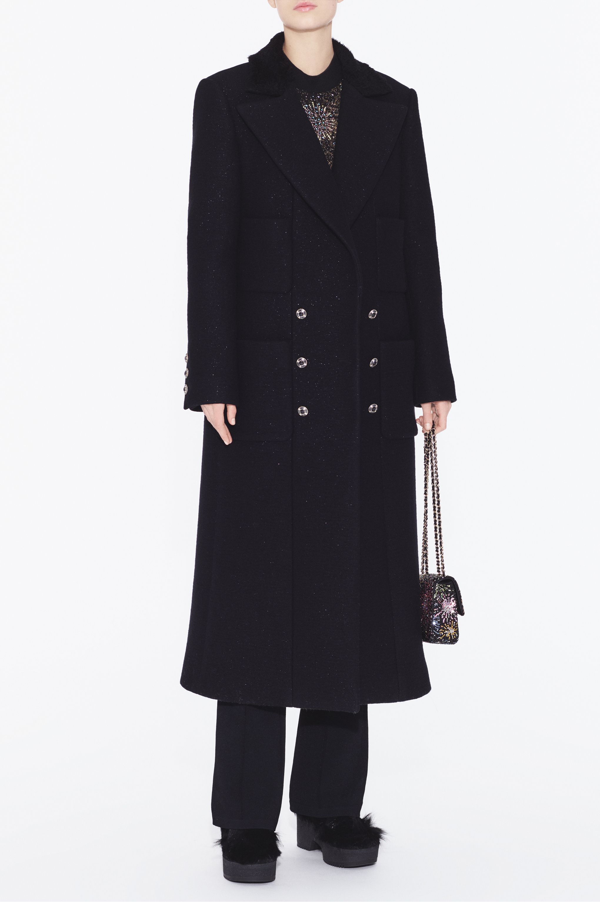 コート - カシミヤ & ウール、ブラック — ファッション | CHANEL シャネル