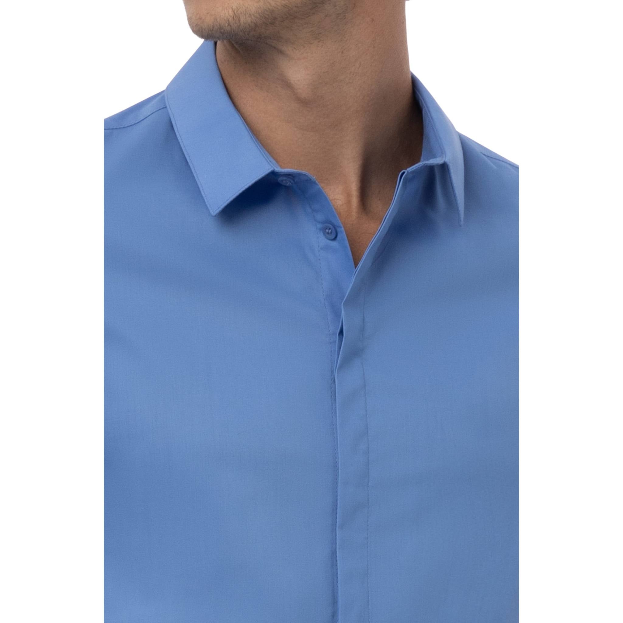 快適「プレミアムフォーマル」長袖ドレスシャツ｜ブルー｜Chef Works