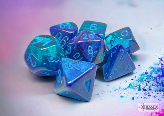 Chessex : Gemini Blue-Blue/light blue Luminary Polyhedral 7-Dice Set