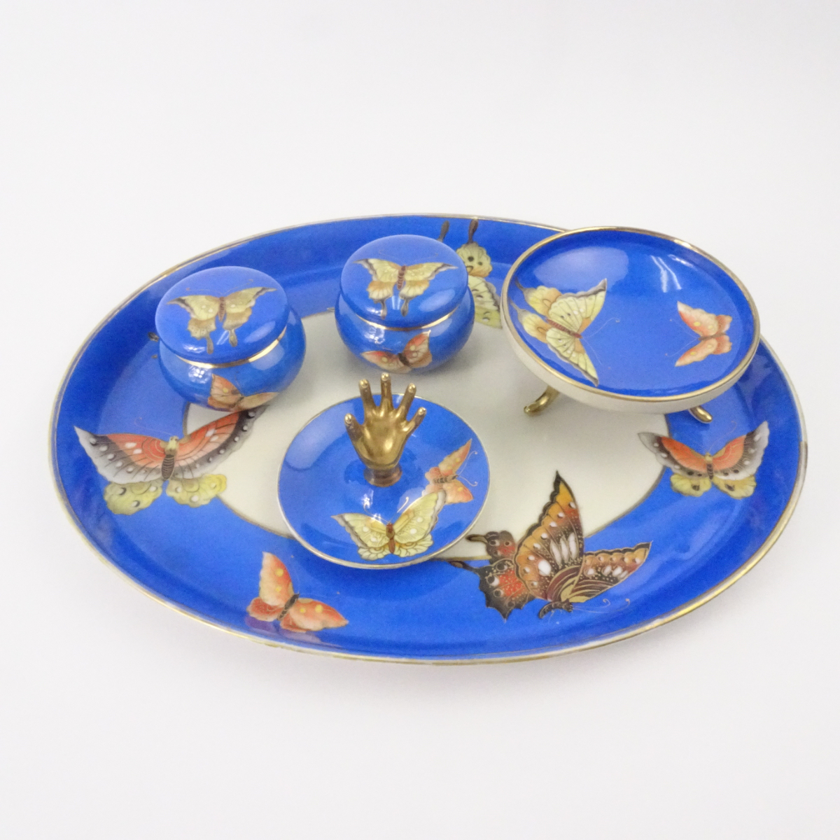 オールドノリタケ 蝶が舞う青地 ヴァニティセット ドレッサーセット