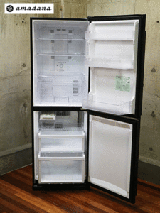 amadana】アマダナ ノンフロン 冷凍冷蔵庫 ZR-441-BK型 ブラック 256L