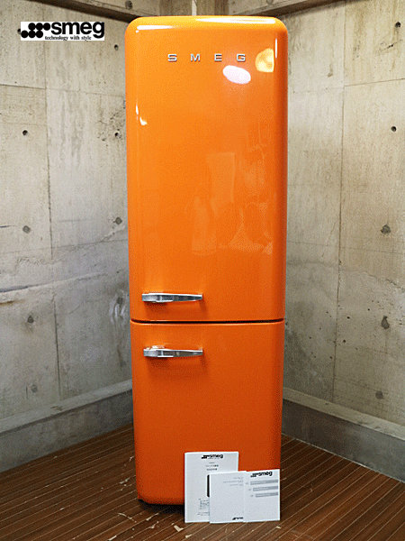 smeg】スメッグ 冷凍冷蔵庫 FAB32U 304L オレンジ イタリア製 デザイン