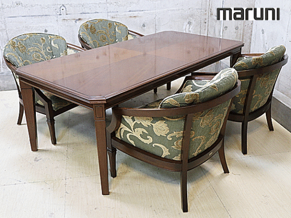 マルニ木工】地中海ロイヤル ダイニングテーブル&チェア(シャルル) 5点