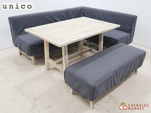 unico】ウニコ MANOA マノア ダイニングテーブル&ベンチアーム&ベンチ
