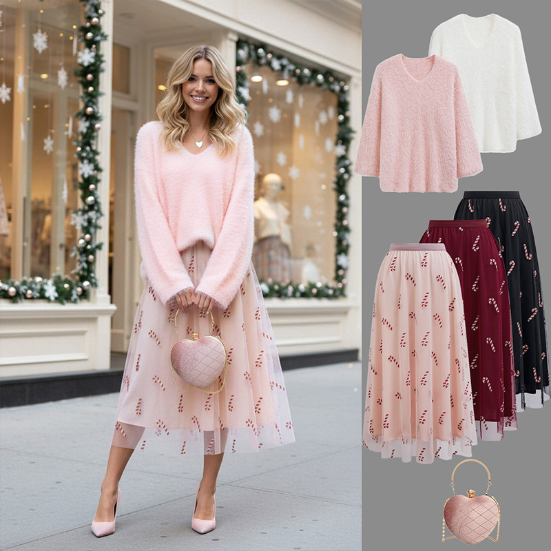 Fluffy V-Neck Knit Sweater in Light Pink - Boho Chic, Indie