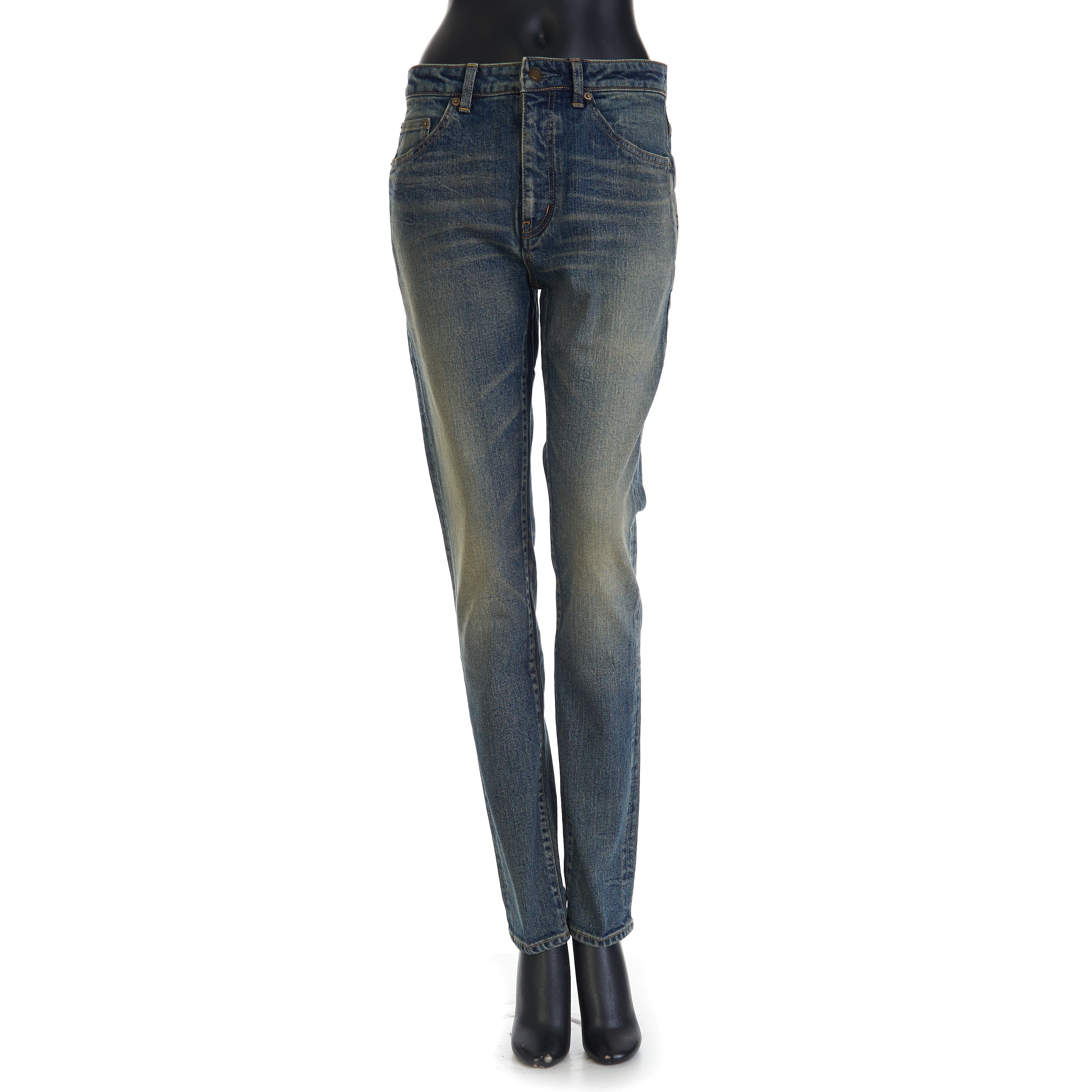 YSL Mid Waist Skinny Jeans In Vintage Blue Denim – CHIIIQ