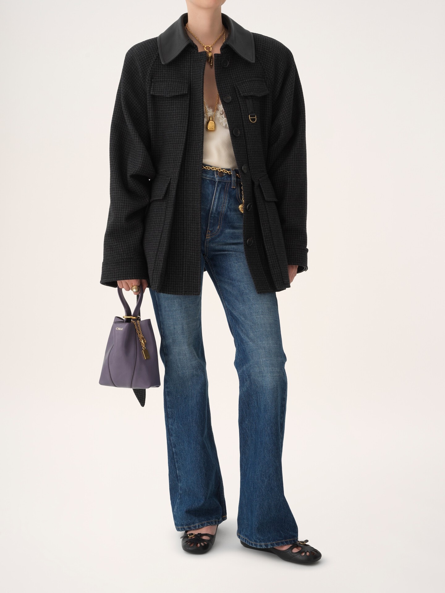 グレインレザー製Chloé Spinスモールトートバッグ 紫 - Chloé