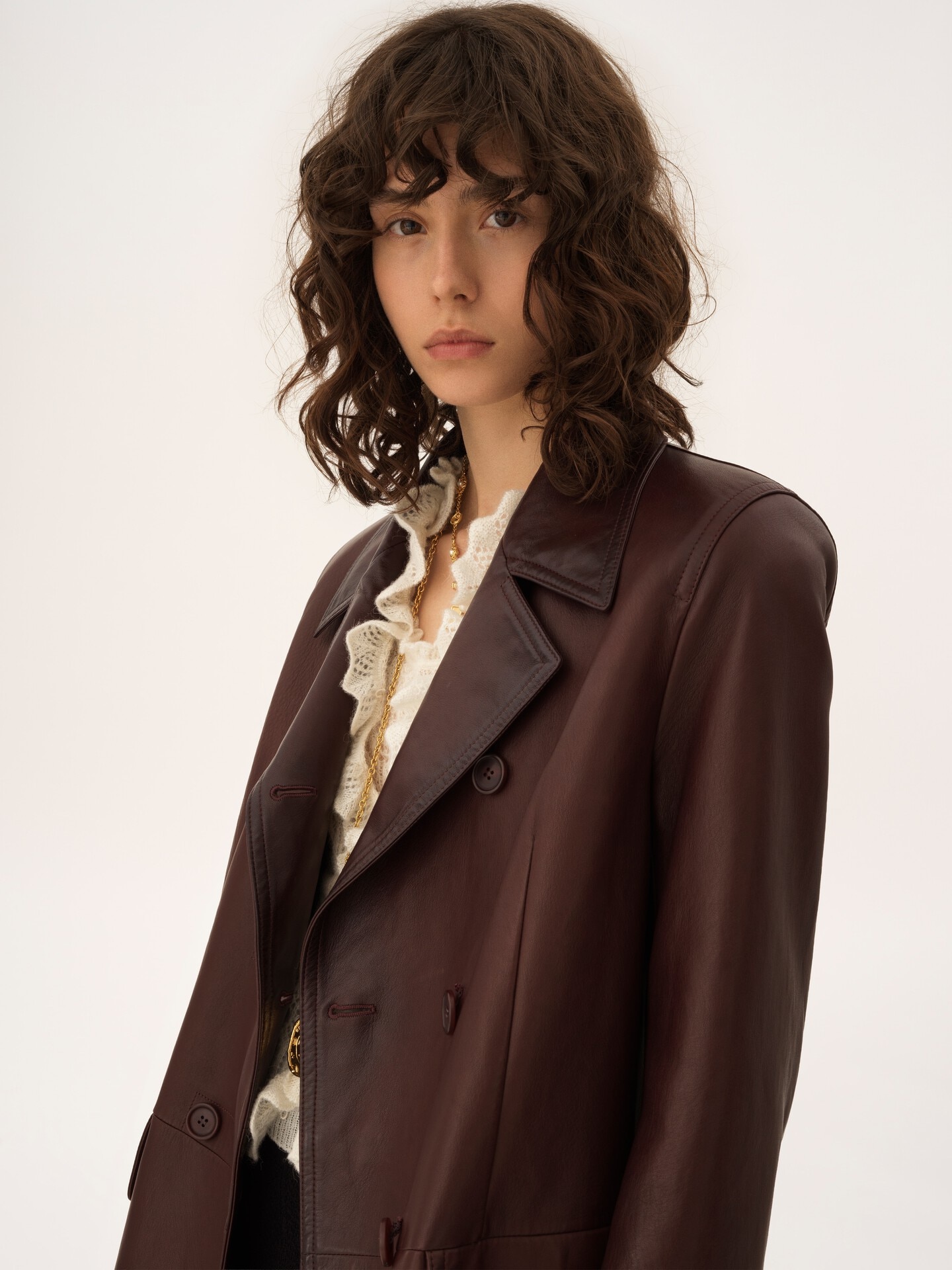 レザー製ダブルブレストカーコート 赤 - Chloé