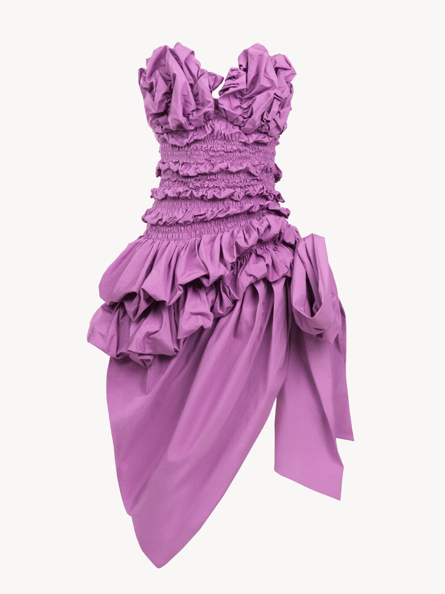 コットンポプリン製ルーシュ付きビスチェ ミディドレス 紫 - Chloé