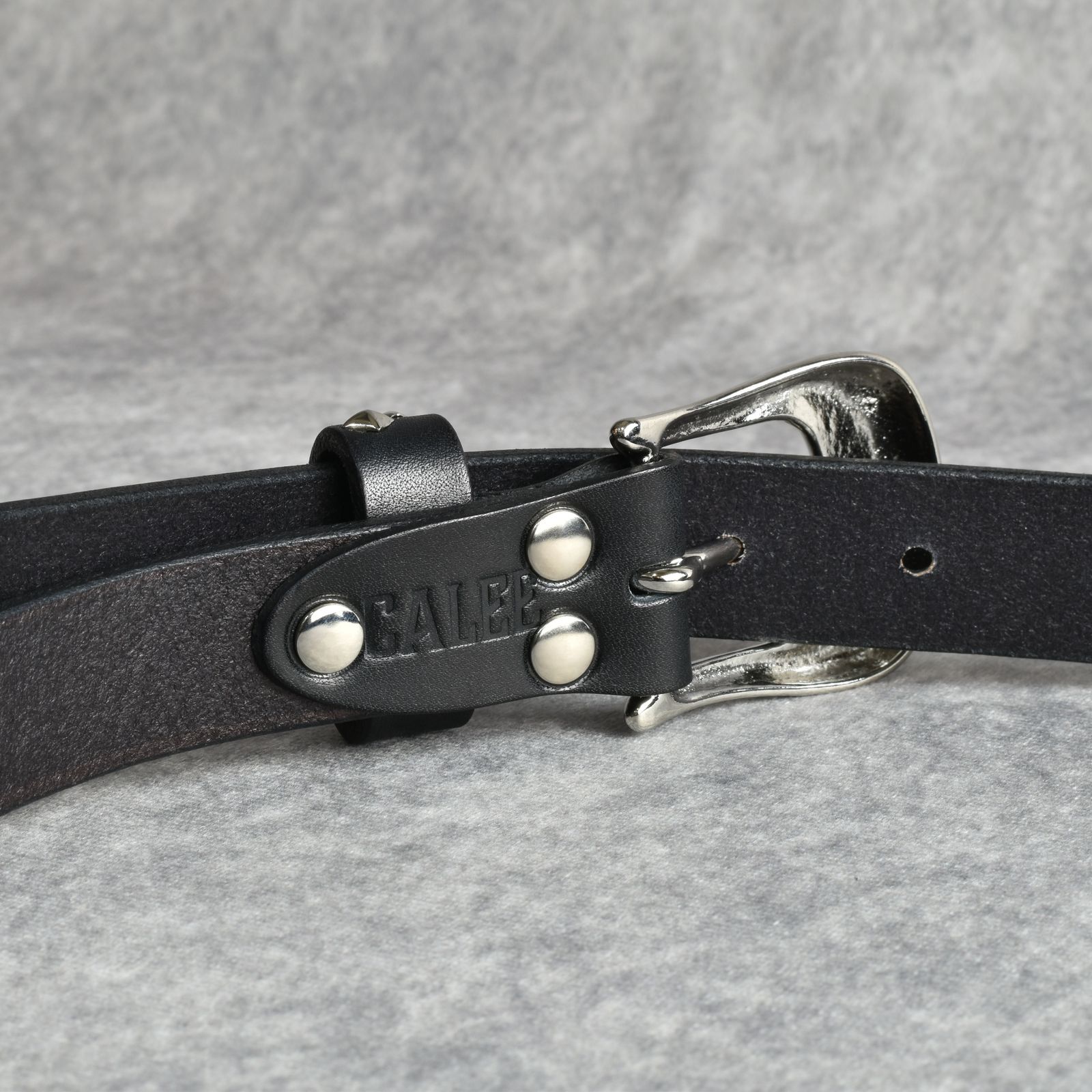 CALEE - STUDS LEATHER NARROW BELT ＜TYPE B＞ (BLACK) / スタッズ