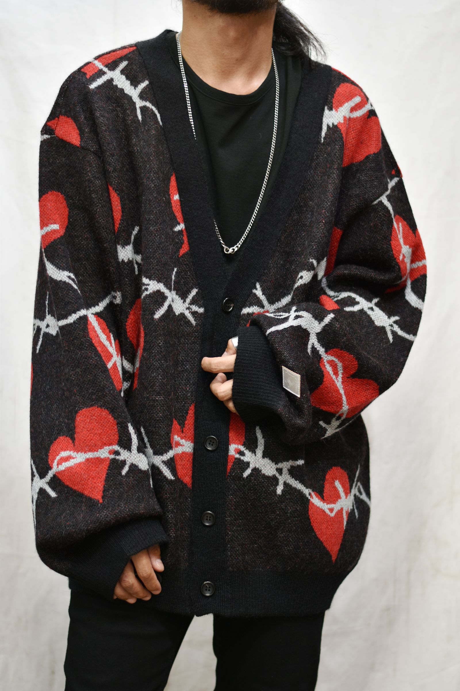 el conductorH - MOHAIR KNIT CARDIGAN `HEARTS (BK) | chord online store