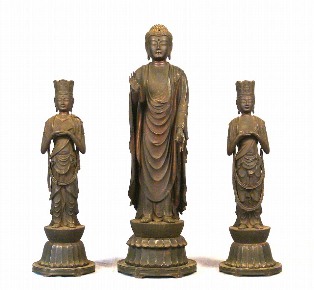 銅造阿弥陀如来及両脇侍立像 三軀｜桐生市ホームページ