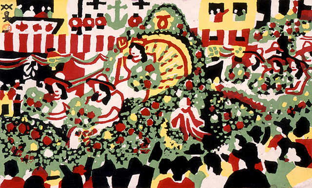 2.みなとの祭｜木版画版 神戸百景 川西英 〜百の版木をきざむ旅〜