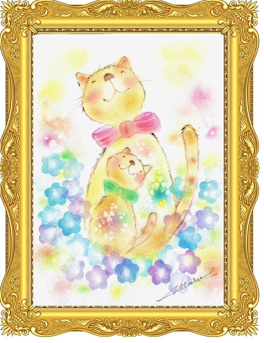 □長岡卓□子猫 おひるね F6号 油彩 油絵 日本画 アート □長岡卓