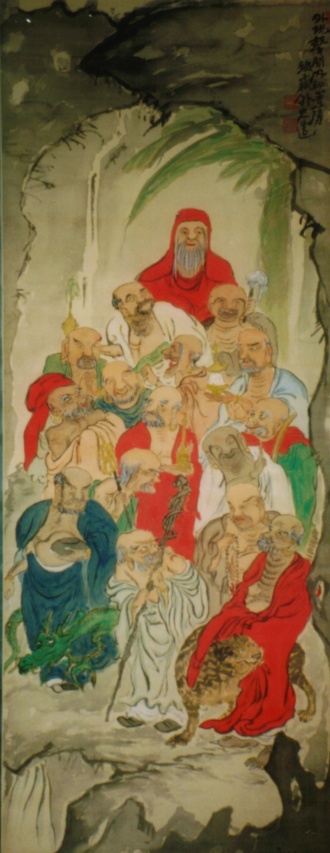 富岡鉄斎《十六羅漢像図》