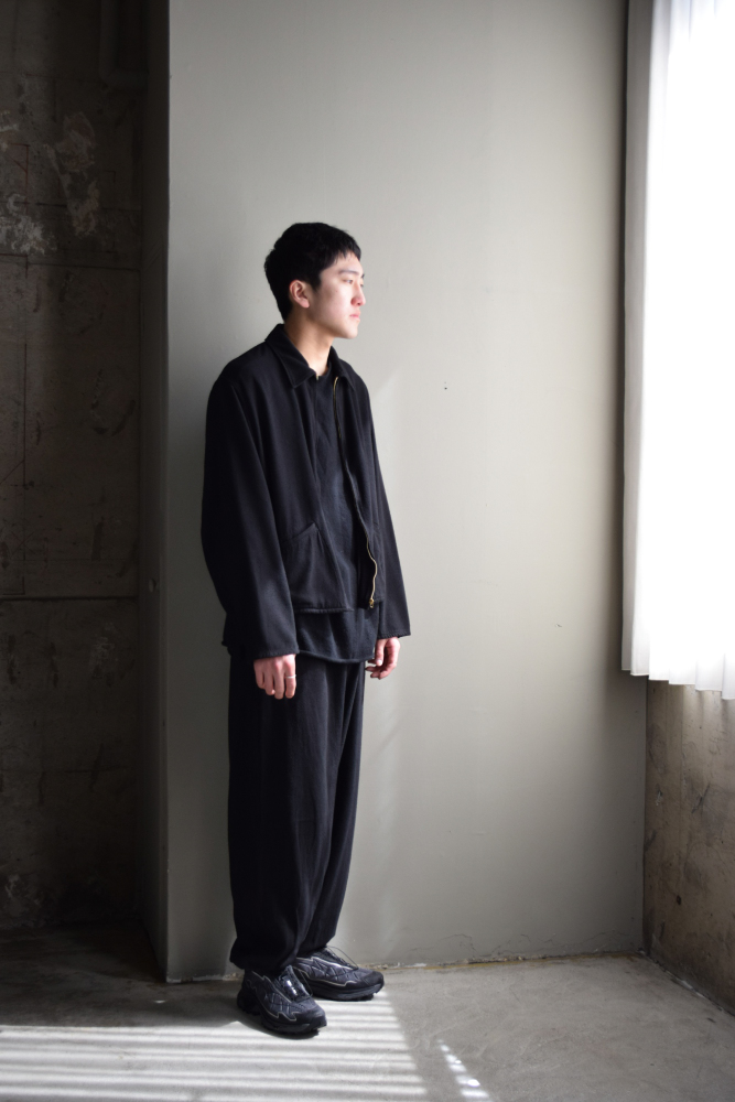 COMOLI (コモリ) シルクネップ ジップショートジャケット [BLACK]