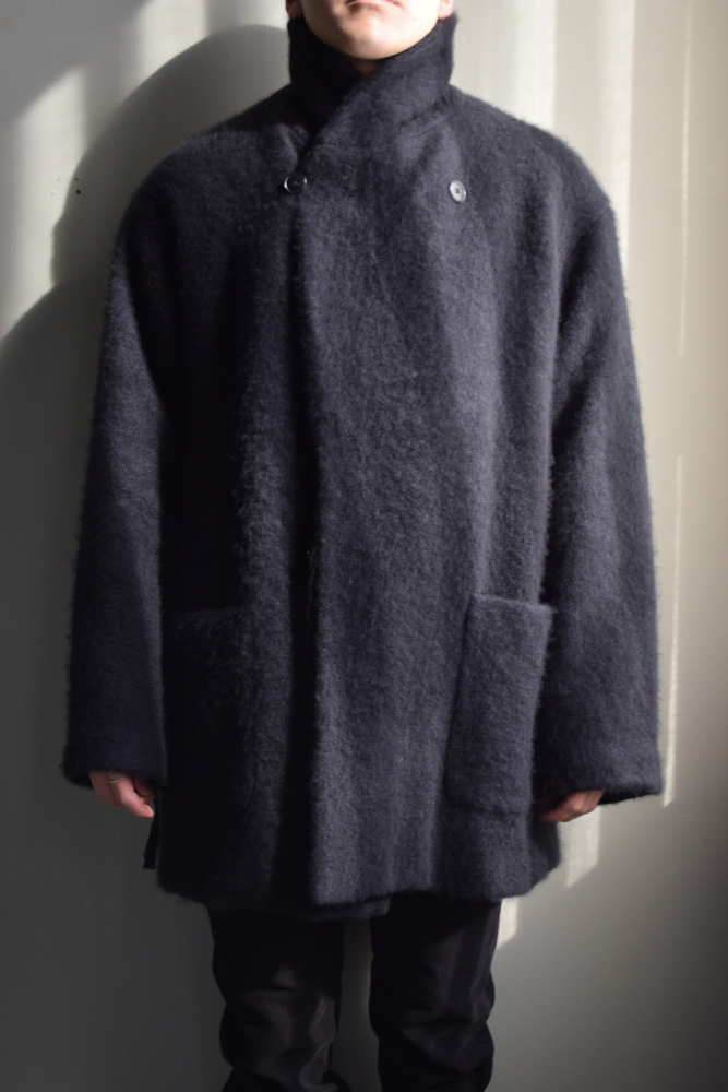 COMOLI (コモリ) カシミヤ ショールカラーコート [BLACK]