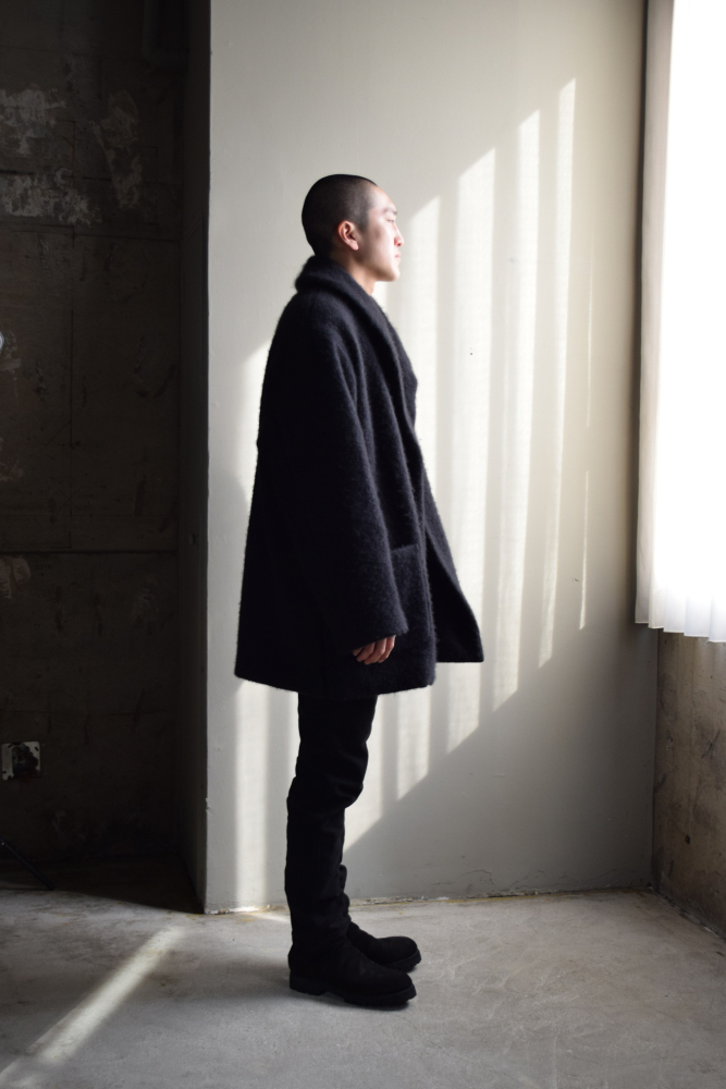 COMOLI (コモリ) カシミヤ ショールカラーコート [BLACK]