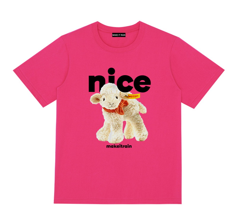 Fun doll lamb print t-shirts ユニセックス 男女兼用 ドールラム羊