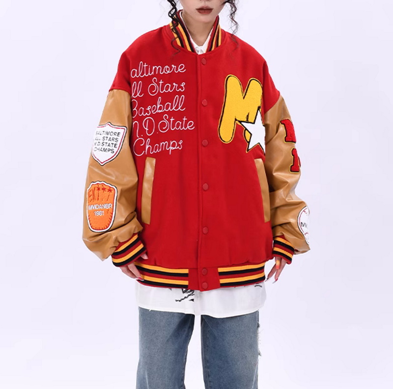 Baseball embroidery x sleeve leather stadium jacket baseball