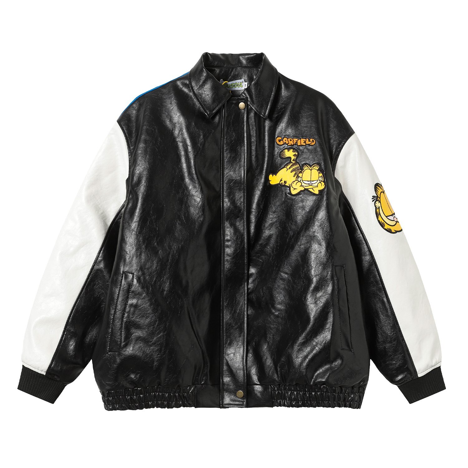 Soccer Garfield embroidered leather stadium jacket ユニセックス