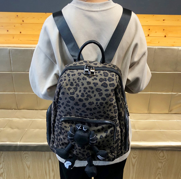 Kaws Plush Leopard Print Nylon Backpack レオパードヒョウ柄カウズ
