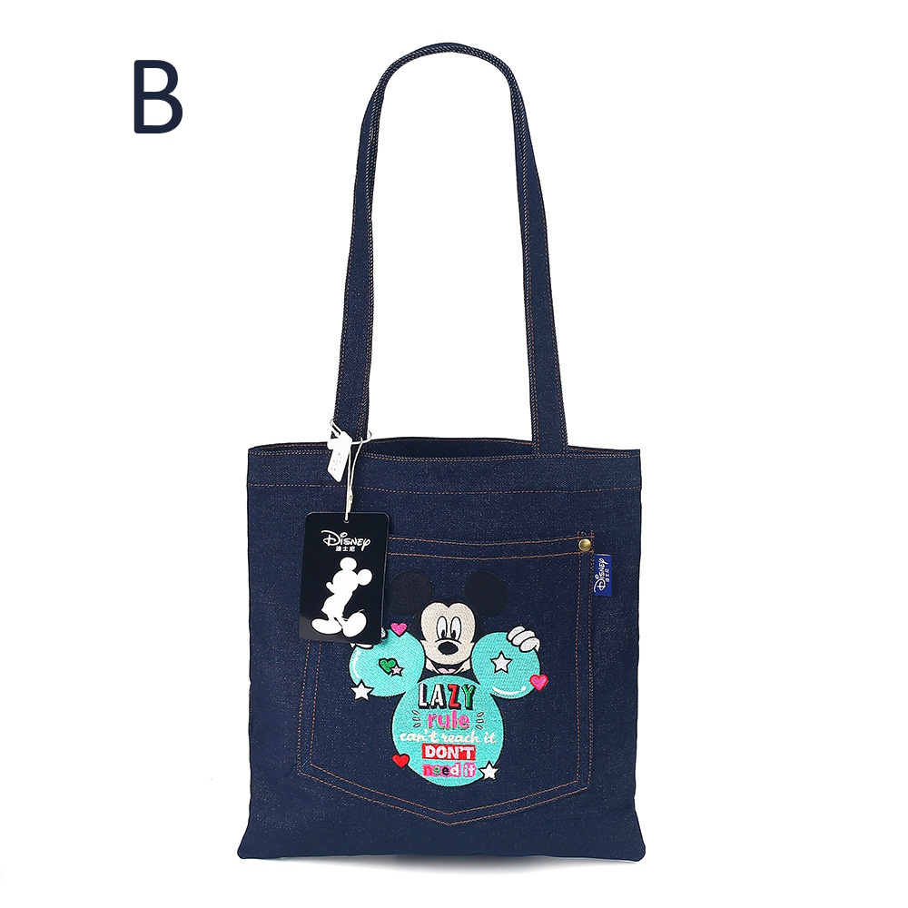 Mickey Mouse embroidered denim shoulder tote bag ミッキーマウス
