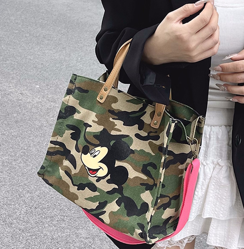 Mickey camouflage tote shoulder canvas bag ミッキープリント