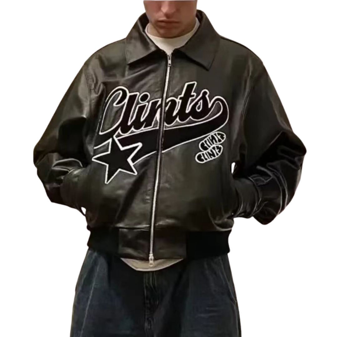 Y2k letter logo zip-up leather jacket ユニセックス 男女兼用 Y2k