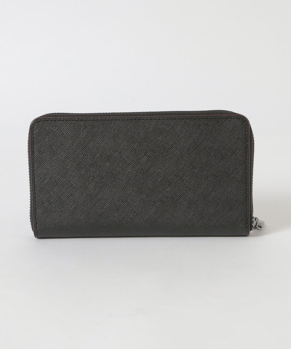 バイカラークレストブリッジチェックラウンドジップウォレット