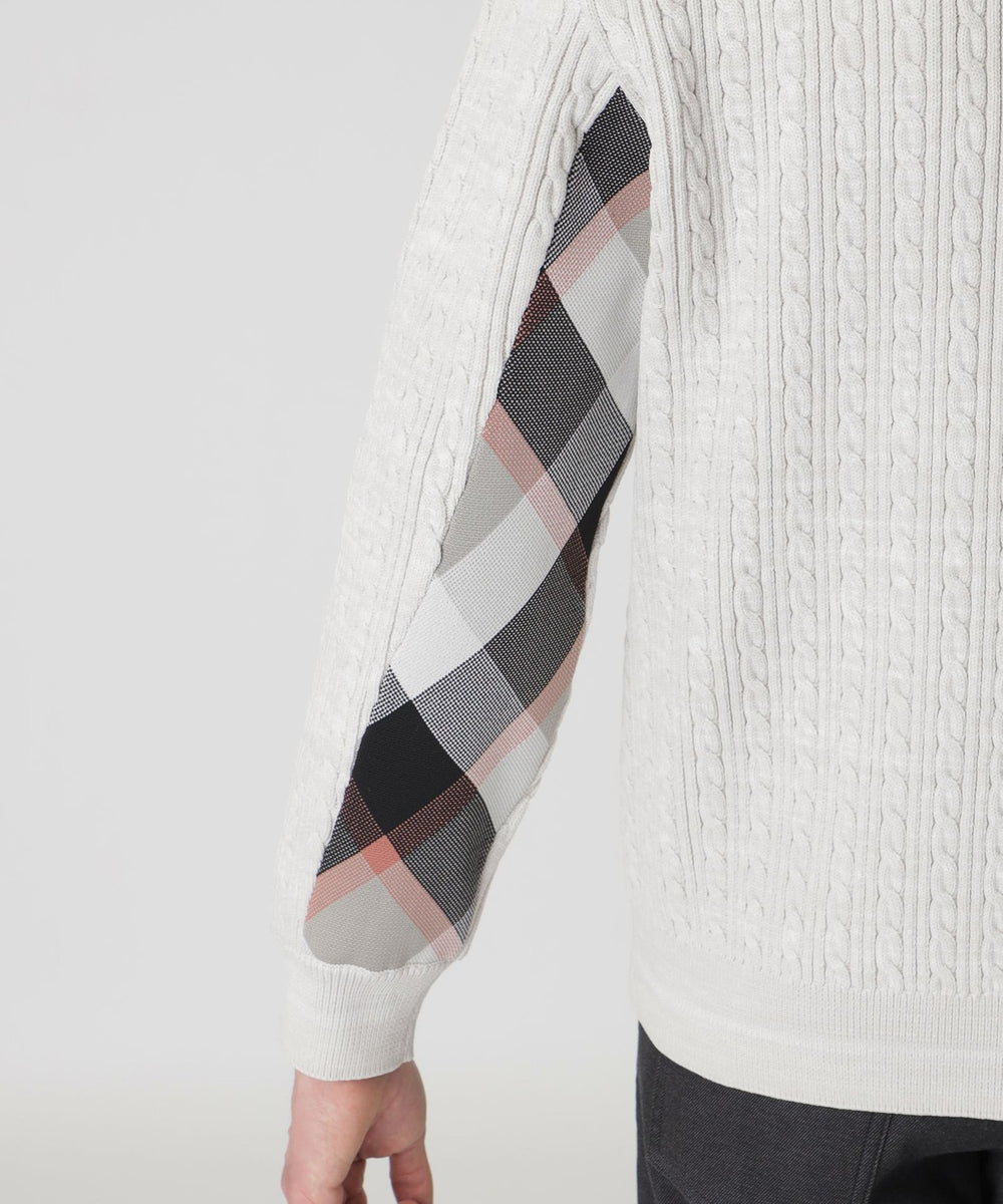 チェックコンビフードカーディガン（ニットウェア）｜BLACK LABEL