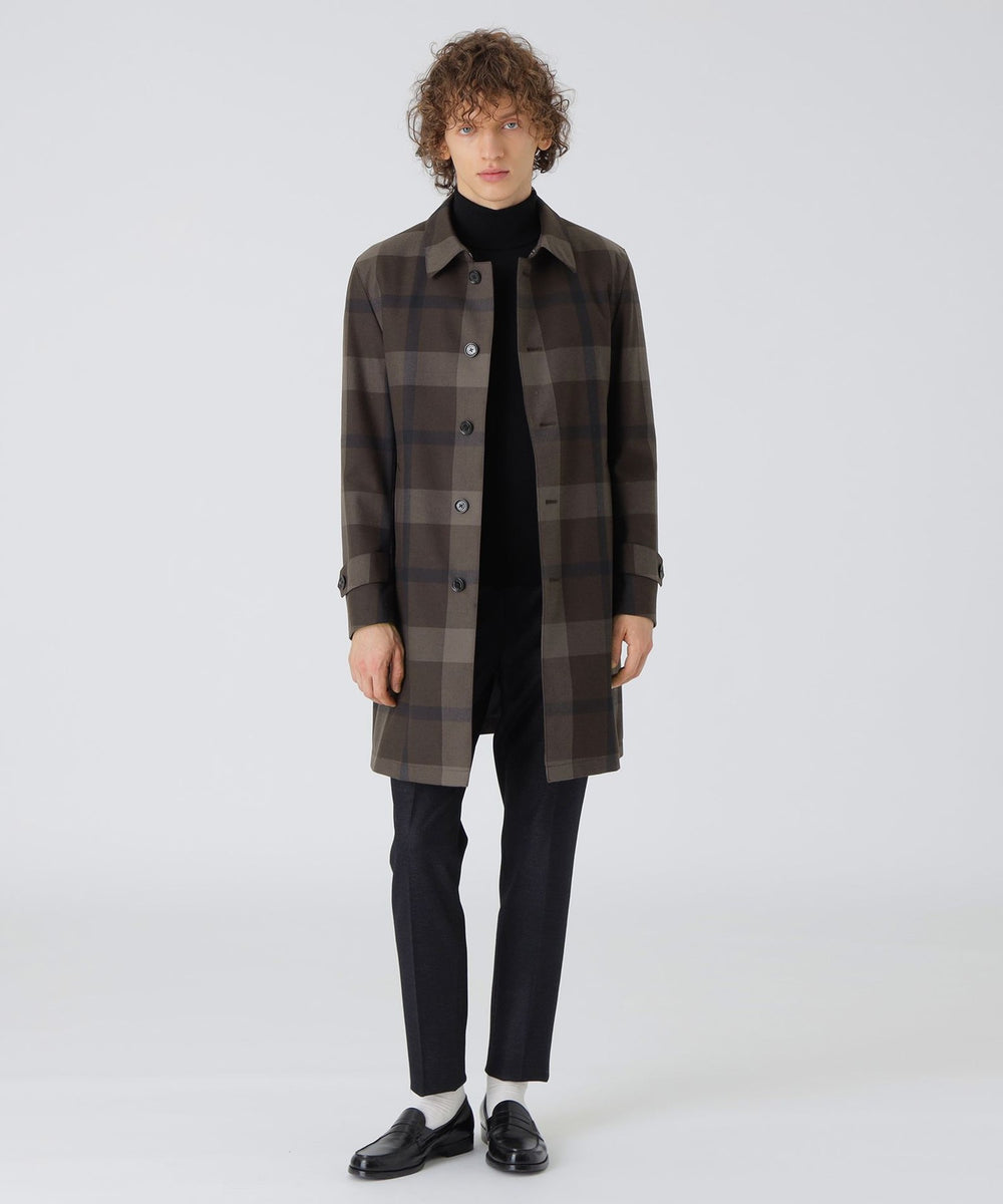 テクニカルウールクレストブリッジチェックステンカラーコート（コート