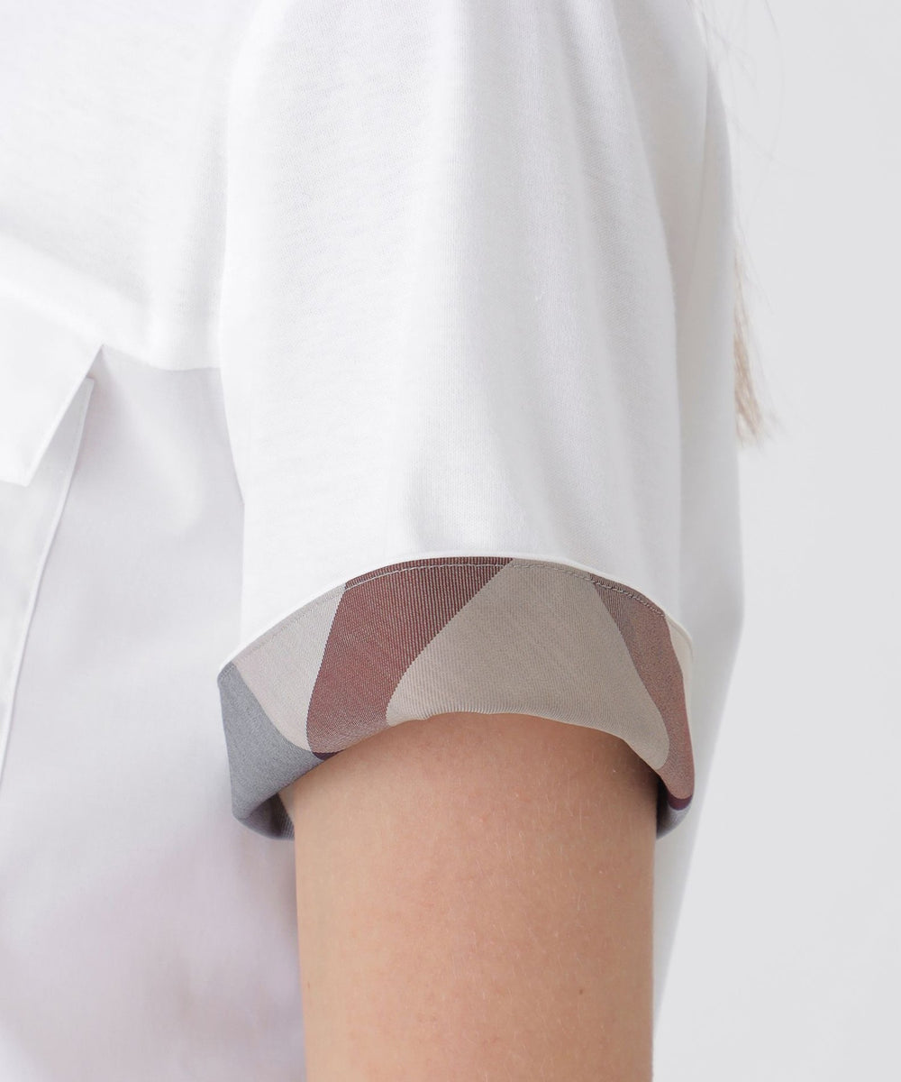 タイプライターカットコンビブラウス（ブラウス）｜BLUE LABEL