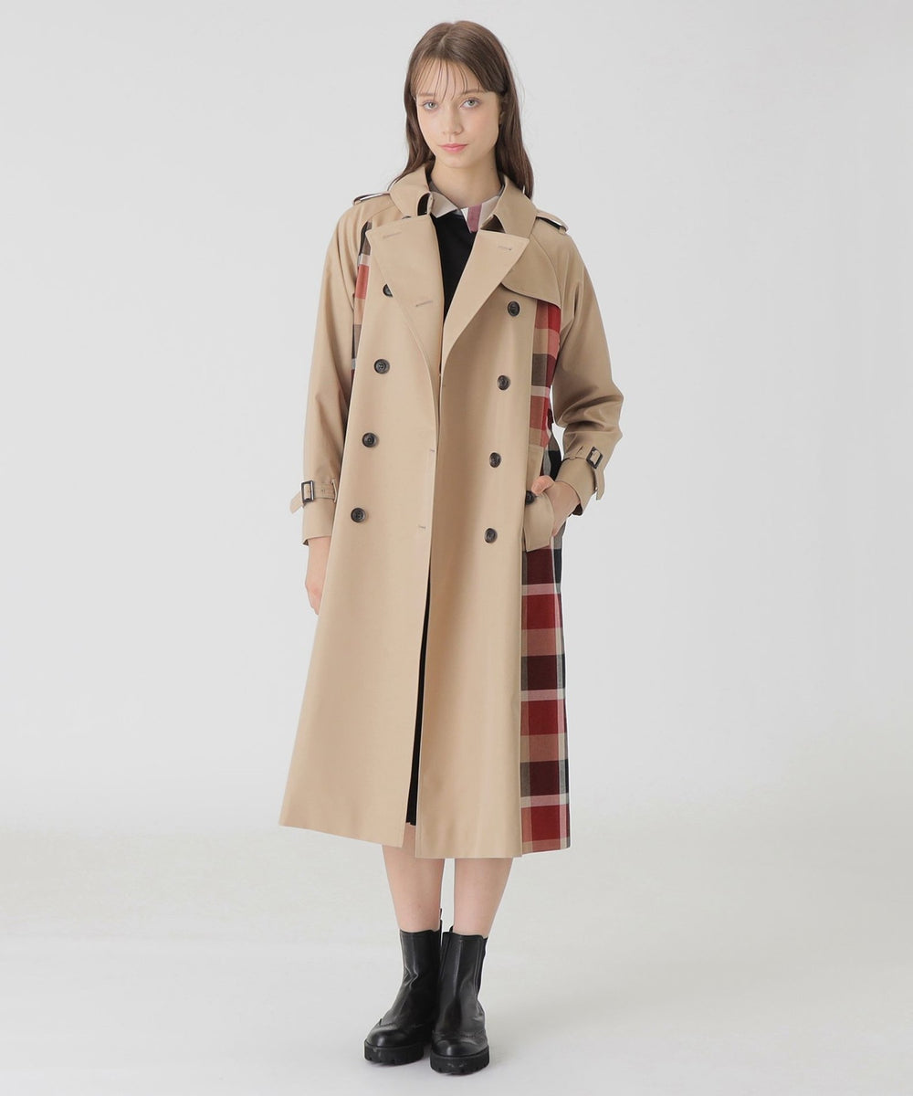 10th ANNIVERSARY】ライトギャバジンパーシャルチェックトレンチコート