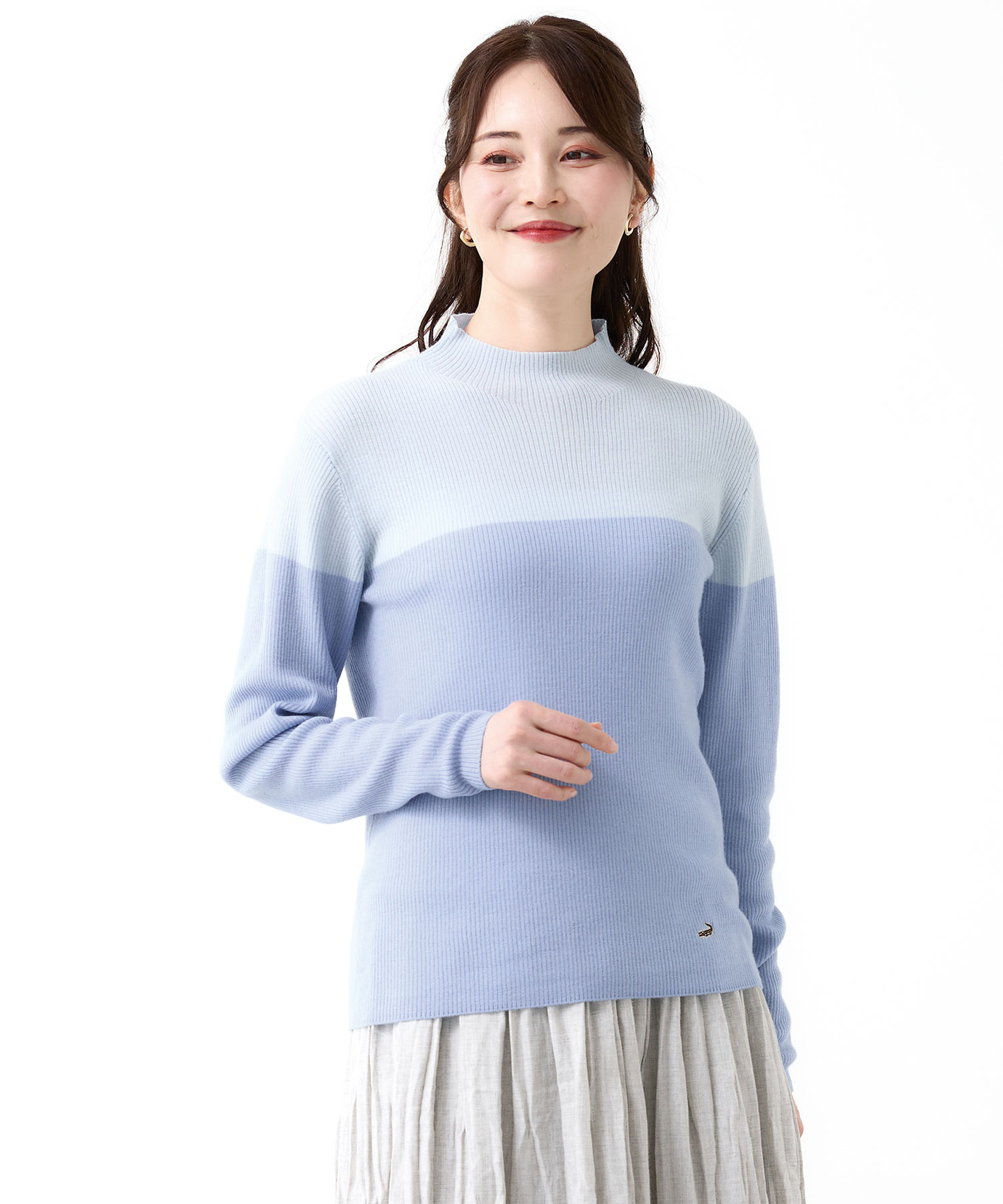 レディース ウール 配色切り替え ニット【手洗いOK】通販 [0303-55303