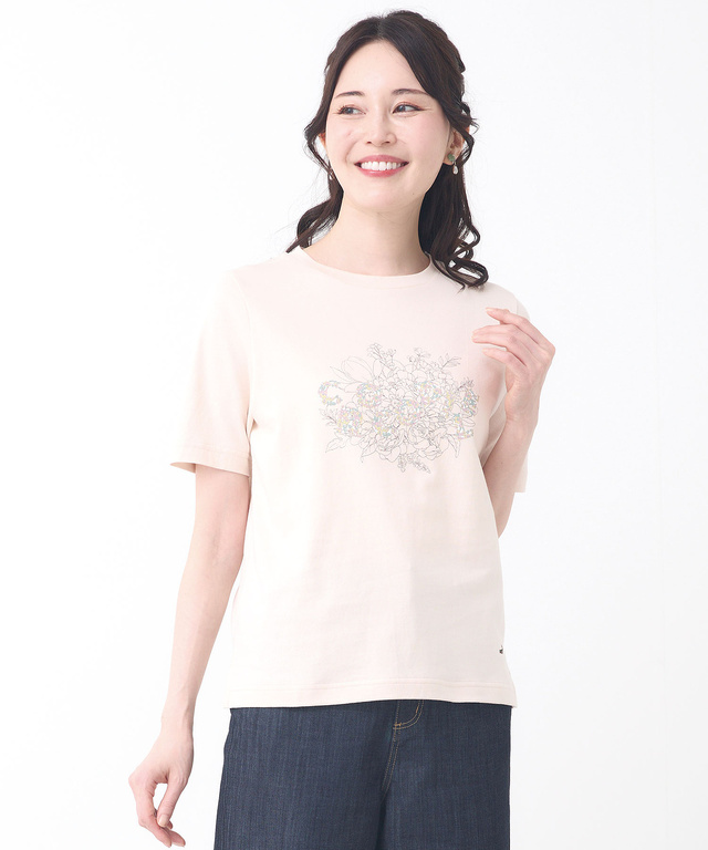 レディース コットン フラワープリント Tシャツ通販 [0302-54203
