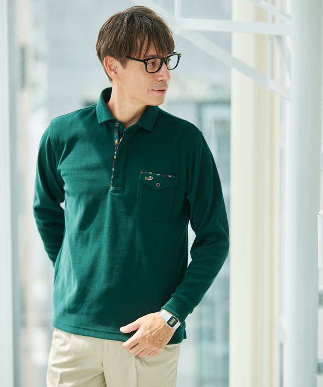 メンズ 起毛 共襟 ポロシャツ通販 [1602-55215] - クロコダイル