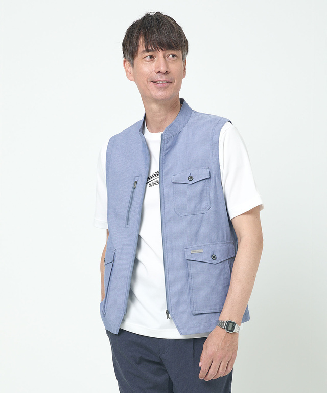 メンズ ドビー生地 マルチポケット ベスト【吸汗速乾】通販 [1004