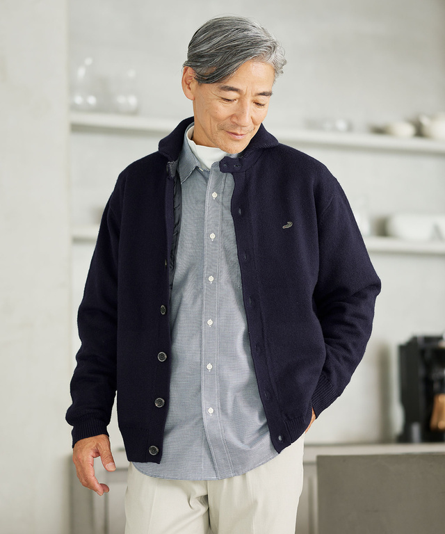 メンズ ウールブレンド 裏付き カーディガン通販 [1003-57302