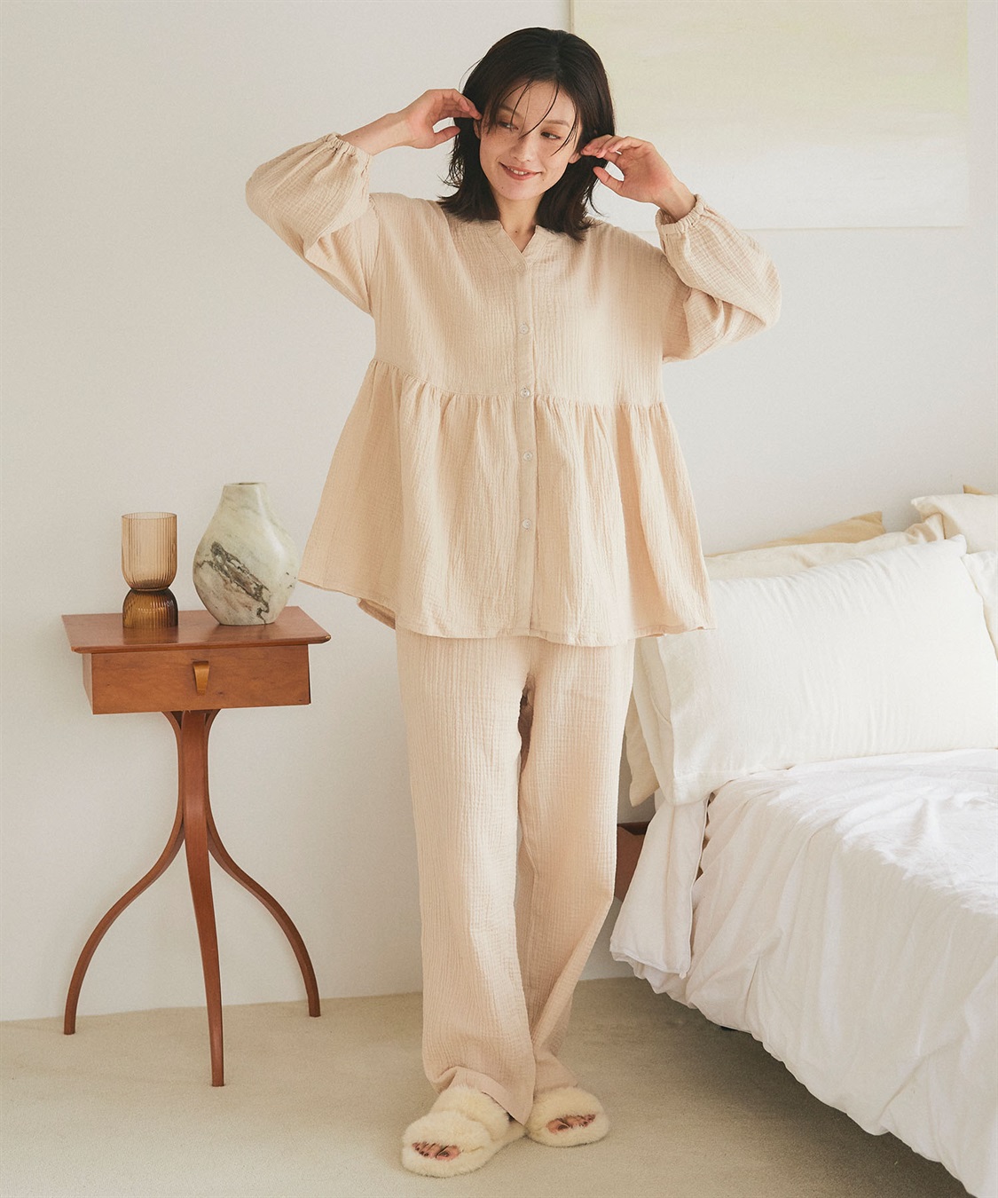 LAFUKU/ラフク】ゆったり柔らかダブルガーゼパジャマ綿100％《上下