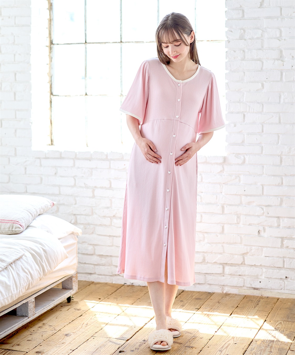 テレコバイカラーネグリジェ/パジャマ/ルームウェア Rosemadame