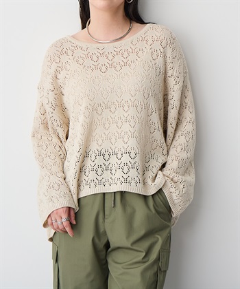 anyfee/プラスサイズ】透かし編みニットプルオーバー Life Style by