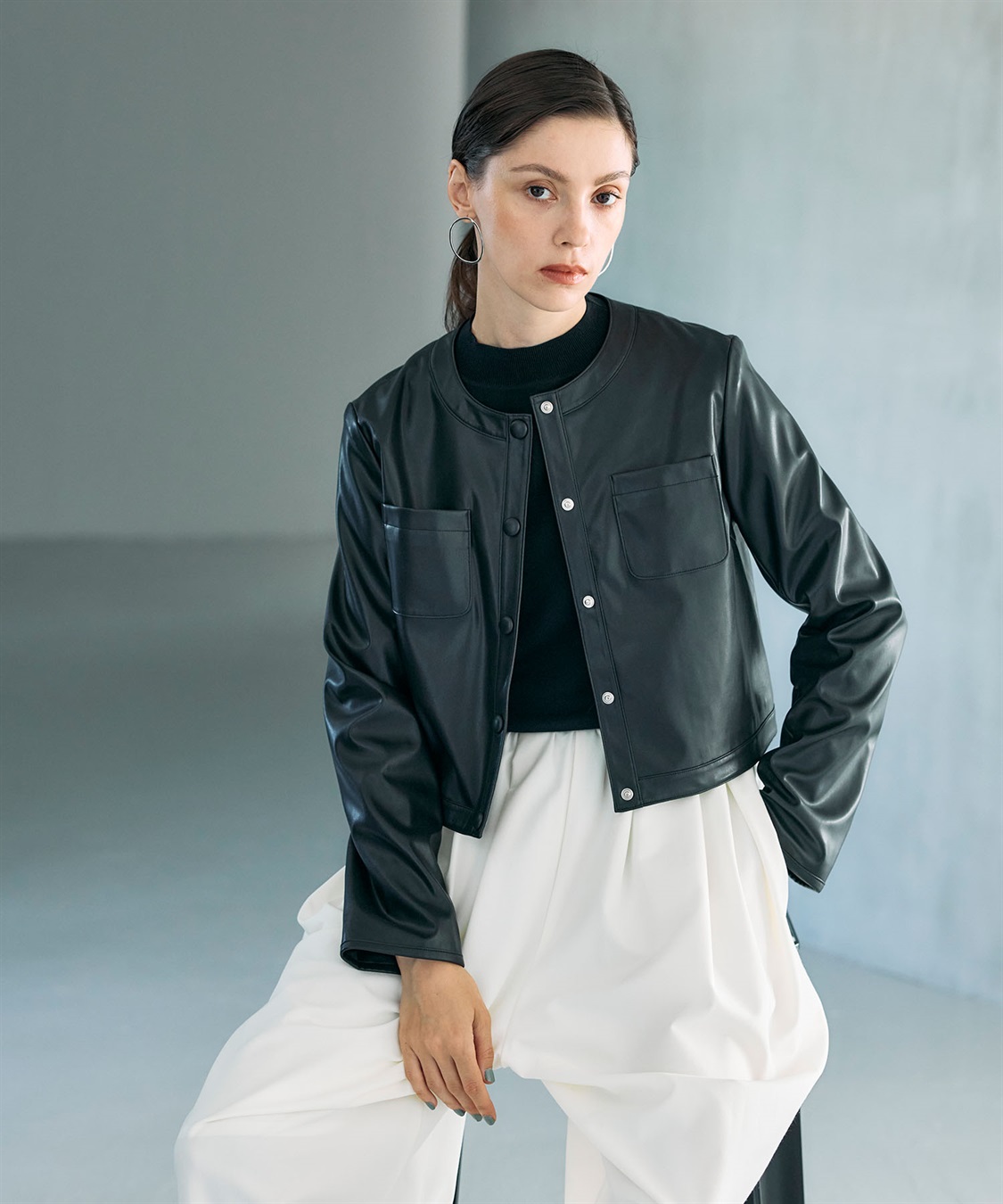 フェイクレザーショートジャケット N.O.R.C｜クロスプラス公式通販サイト