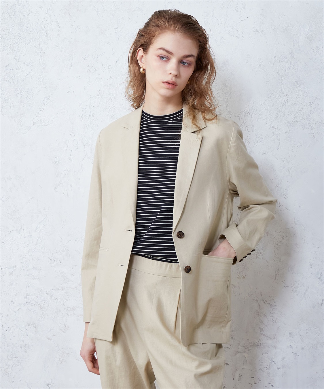 リネンブレンドストレッチジャケット LE SOUK HOLIDAY｜クロスプラス