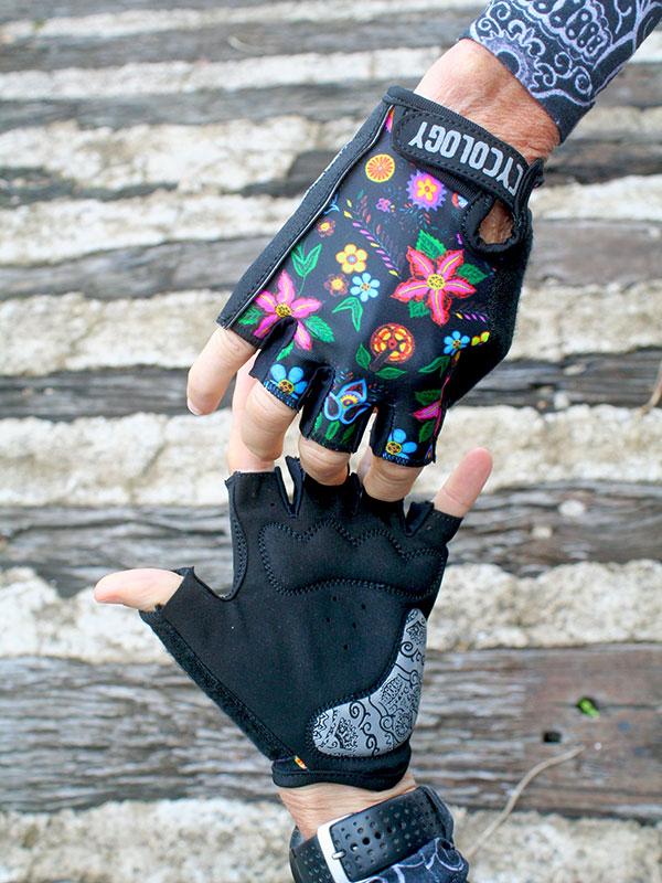 Frida Black Floral Cycling Gloves | サイクリンググローブ CYCOLOGY