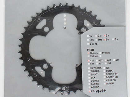 シマノ FC-M480 チェーンリング 44T（ブラック）Y1EA98010 | SHIMANO |